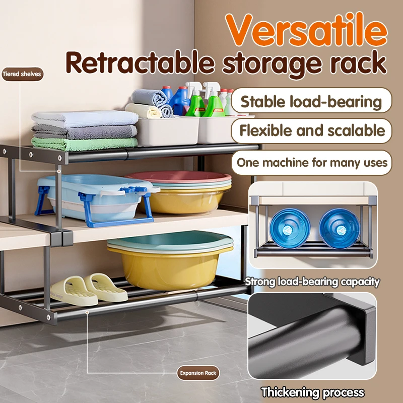 

Bathroom Fashionable Non Perforated Basin Layered Hanging Rack Household Scalable Suspension Bracket
