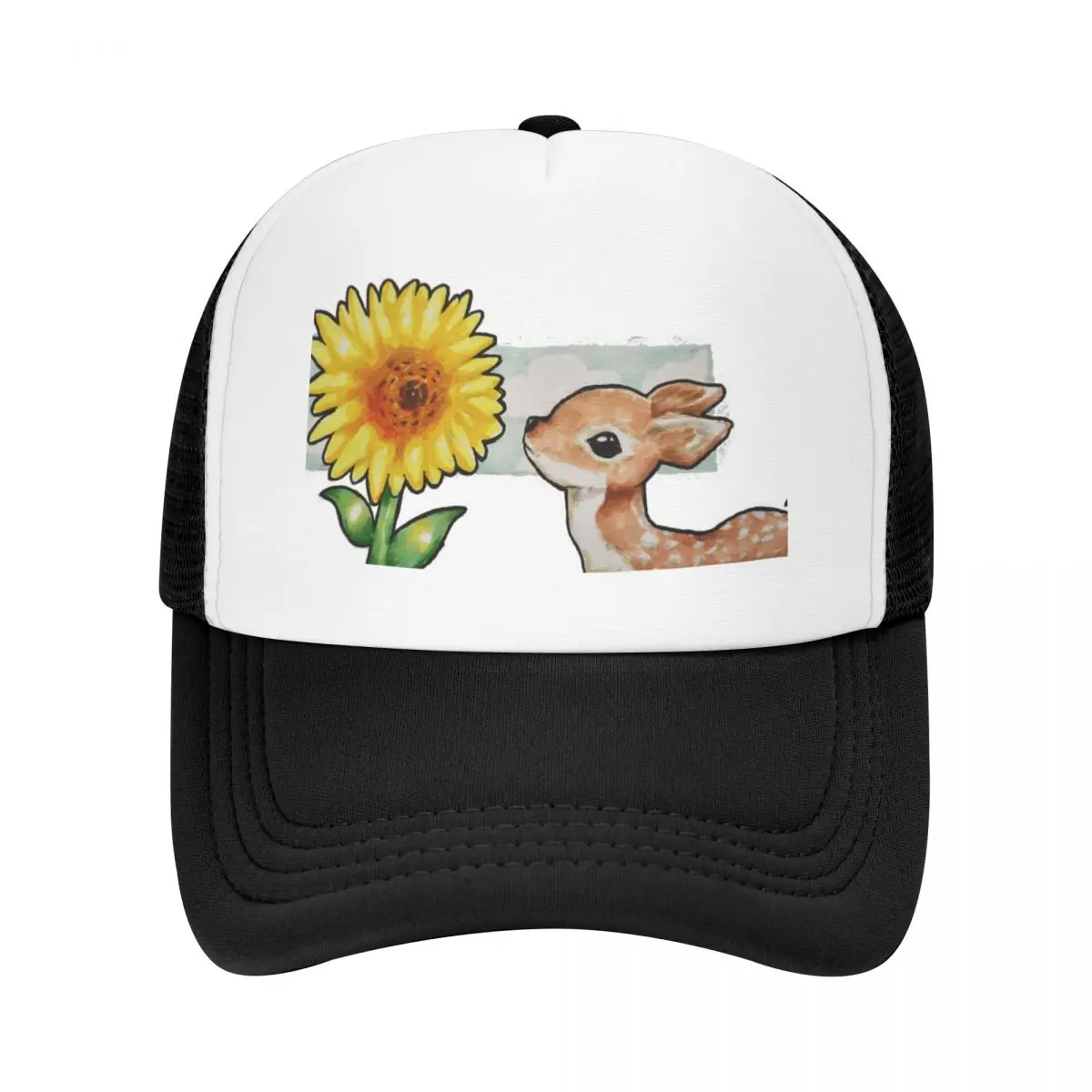 

Cute Deer and Sunflower Painting Baseball Cap Fashion Beach beach hat winter hats for men Sun Hat For Children Men Women's