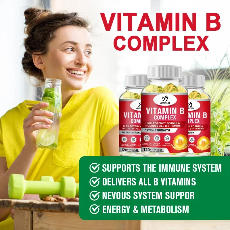 Vitamin B Complex with Vitamin B12, B7 as Biotin, B6, B3 as Niacin, B5, B6, B8, B9 as Folate for Stress, Energy & Healthy Immune