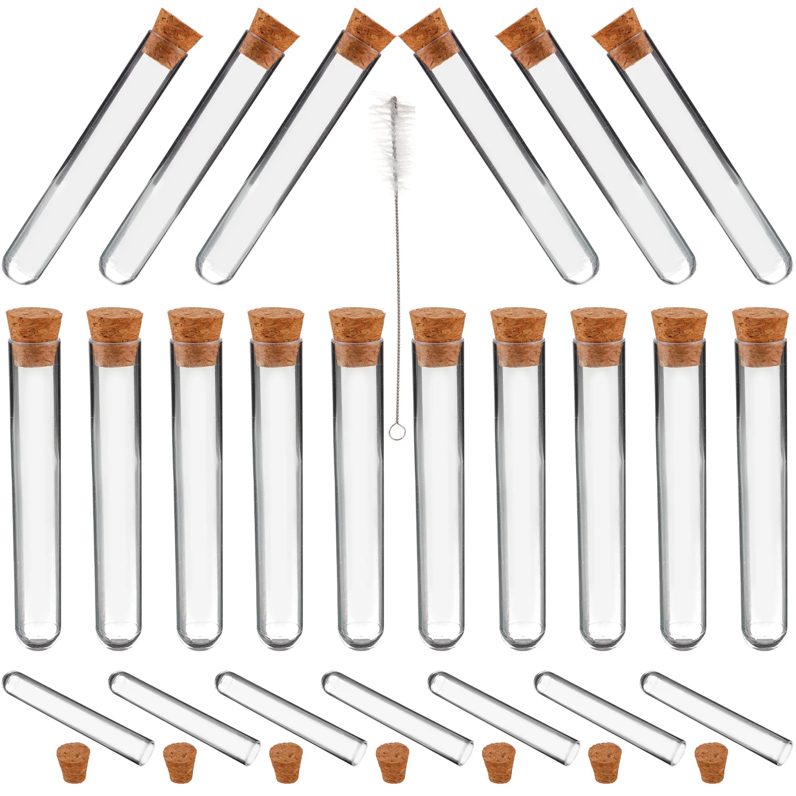 

Plastic Test Tube Bulk Cork Tubes Vials with Lids Storage Small Container