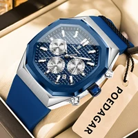 Reloj POEDAGAR de negocios para hombre, cronógrafo con fecha, correa de silicona, Reloj de cuarzo para hombre, relojes de moda luminosos resistentes al agua para hombre