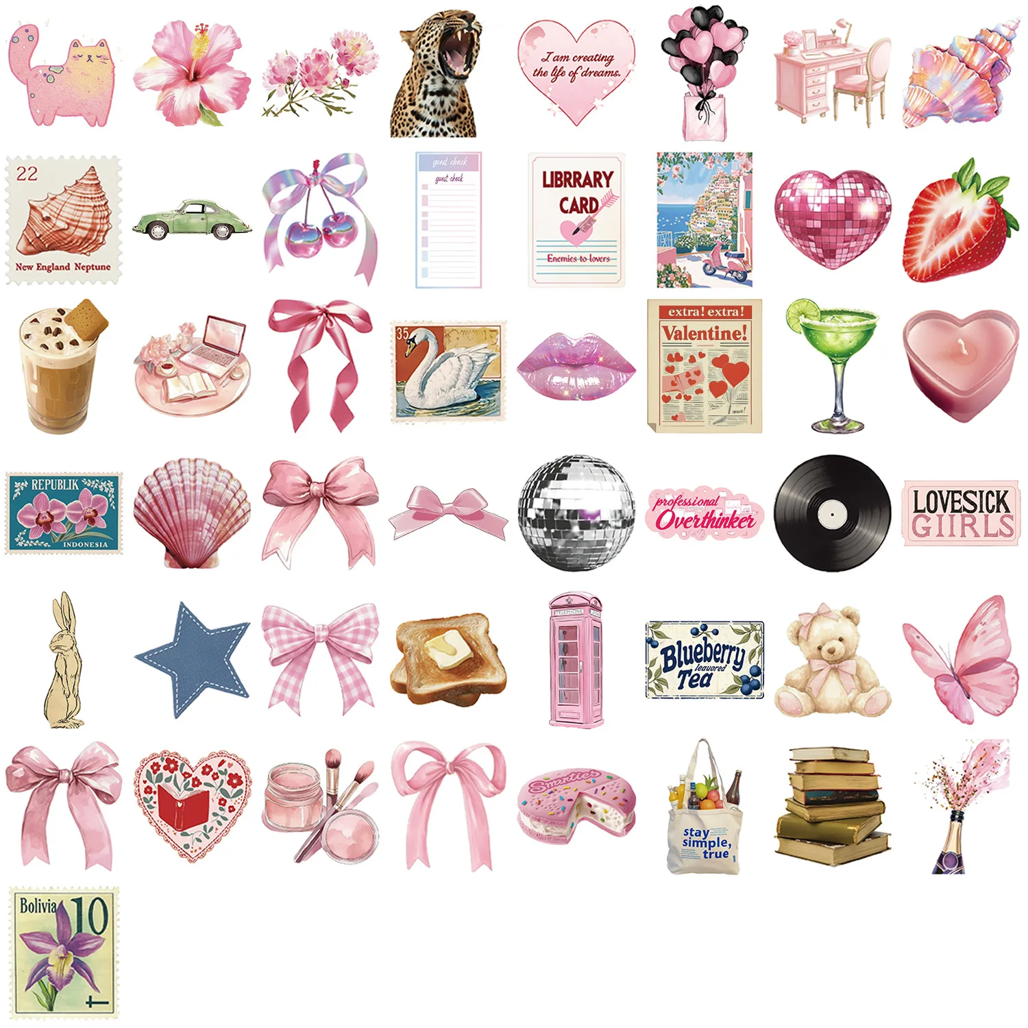 50PCS cartoon Note material pack Doodle Decorative Mobile phone case Water cup iPad suitcase Waterproof Sticker Kids Toy