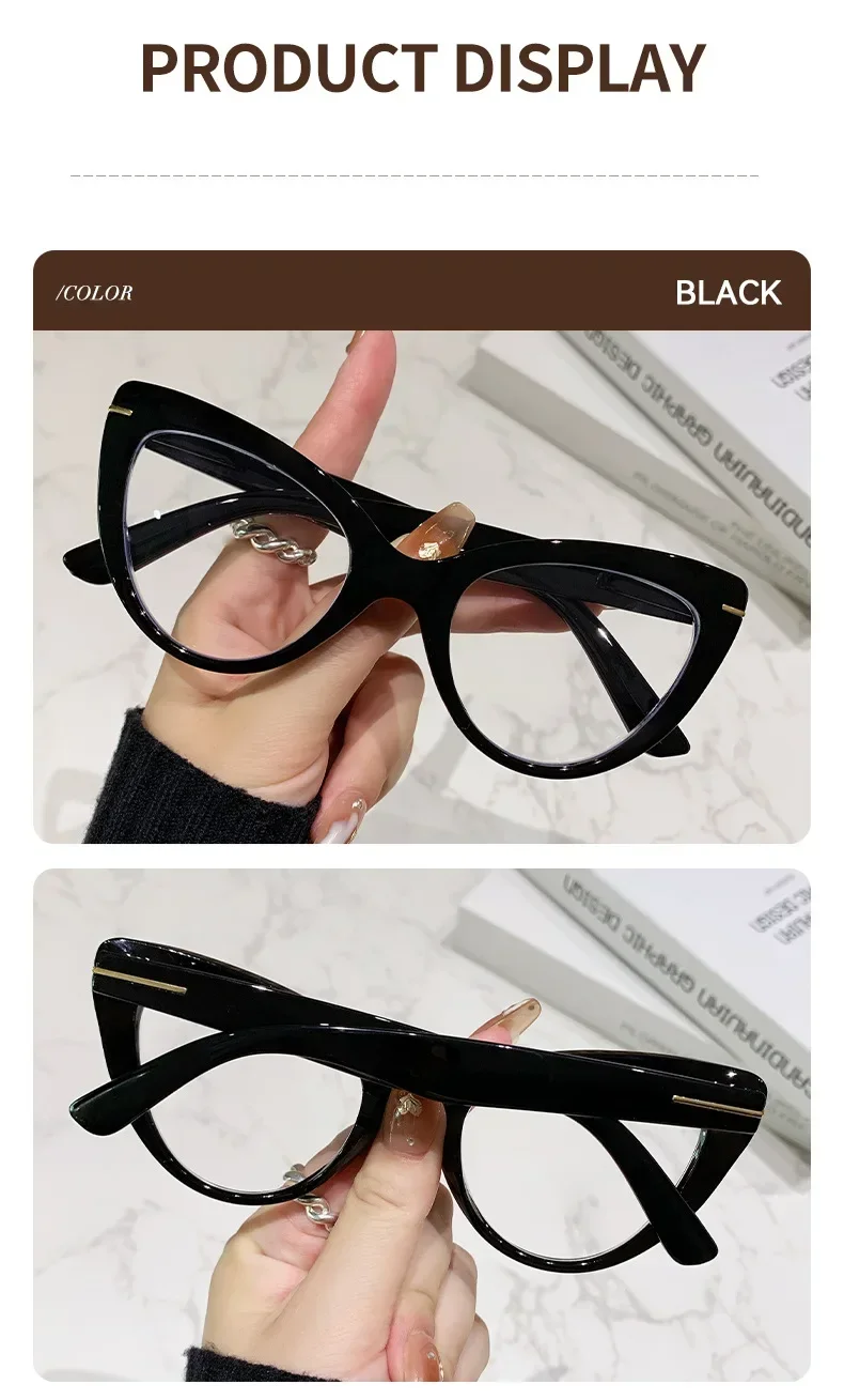 Vielseitige Damen-Lesebrille mit großem Rahmen, Cat-Eye-High-Definition-Lesebrille, Anti-Blaulicht, elegante, modische Brille, 0 bis +4,0 – Detail 8