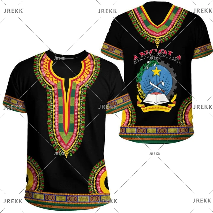 أنغولا العلم خريطة ثلاثية الأبعاد طباعة تي شيرت للرجال الملابس الوطنية شعار الرياضة Dashiki مهرجان هدية المرأة التي شيرت الاطفال الشارع الشهير #2
