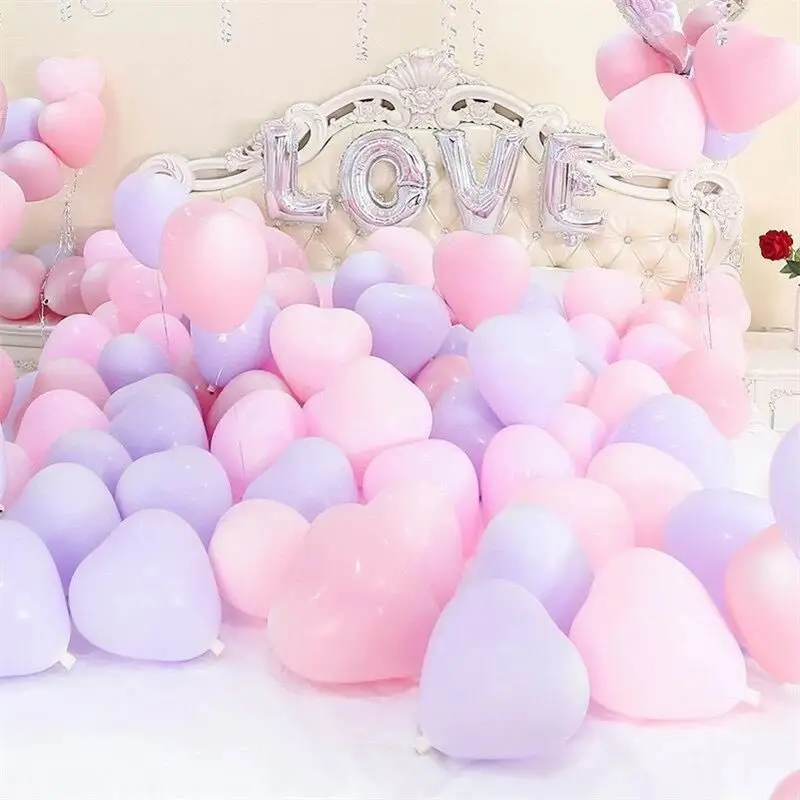 100 peças/saco 12 "balões de coração macaron – decoração de látex pastel para casamentos, aniversários e cenários de festas