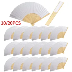 10/20pcs DIY Blank White Folding Paper Fan Chinese Bamboo Fan Wedding Gift Hand Practice Calligraphy Drawing Painting Decoration
