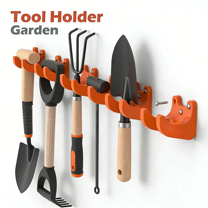 16Pcs Wall Mount Tool Hanger Set: 4 Hooks + 12 Screws,Fits Long-handle Tools, Shovels, Rakes,Garage Workshop Tool Storage Rack