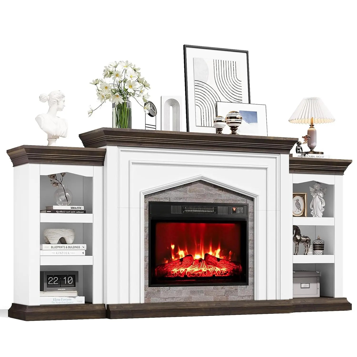 

80" Electric Fireplace with Mantel, Fireplace TV Stand for TVs Up to 90in, Farmhouse Entertainment Center , Customized