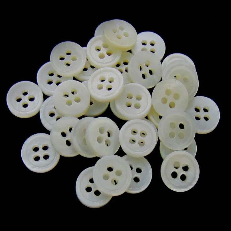 30Pcs Real Mother of Pearl Round Buttons 4 hole Sewing Shirt Clothes Coat Decorative Shell Buttons 1.0cm 1.1cm