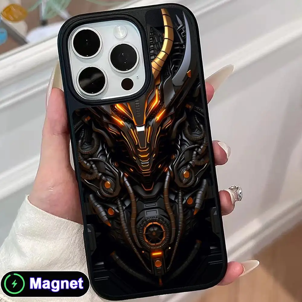

Robot Dragon Phone Case for iPhone 17 16 15 14 13 12 11 Air Pro Max Plus Matte Surface Magnet Cover