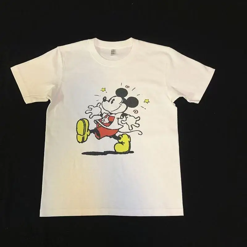 

Vintage Disney Mickey Mouse Cotton Loose Short-sleeved Printed T-shirt Versatile American Retro Cartoon Mickey Female Trendy Top