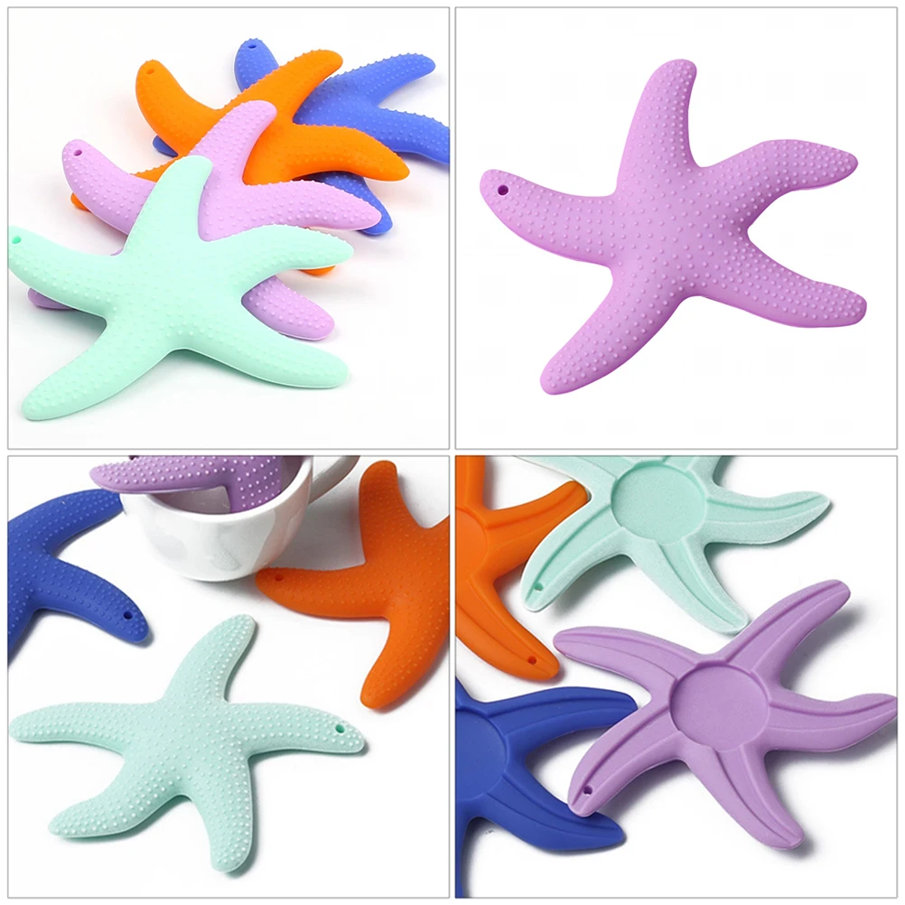 

2pcs Silicone Sea Star Teether Baby Teething Molar Relief Gel Teeth Trainer Safe Durable Chewable Cartoon Shape Gift Infant