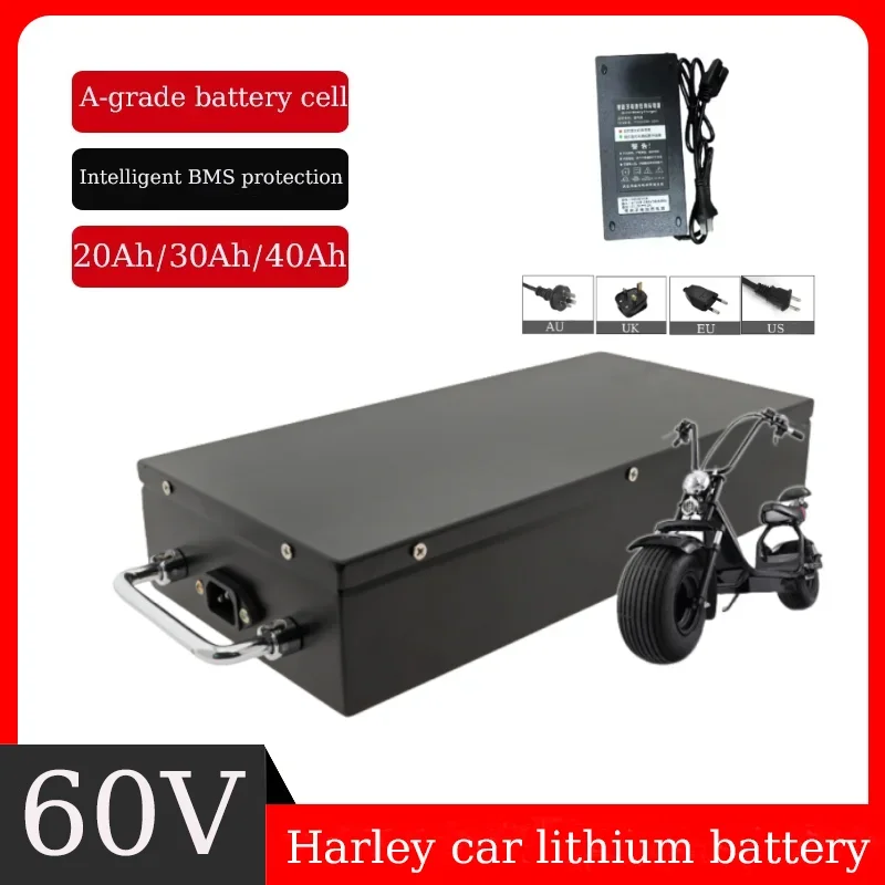 60V 20Ah 30Ah 40Ah Electric Vehicle Lithium Battery 2000W Suitable for Harley Two-Wheel Foldable Citycoco Electric Scooter