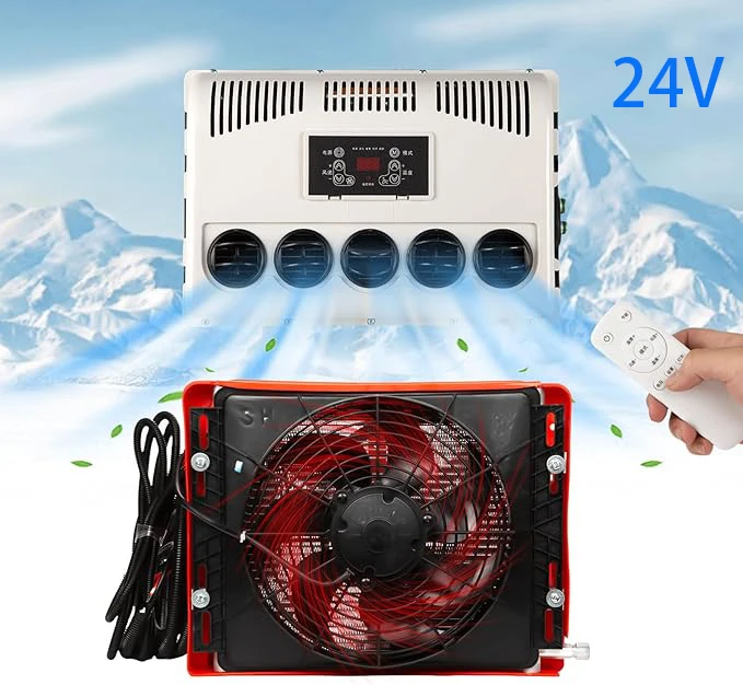 TELCOOL 24V DC Split Electric Air Conditioner Suitable for Trucks, RVs, Buses, Trailers, Vans, Agricultural Vehicles Replacement