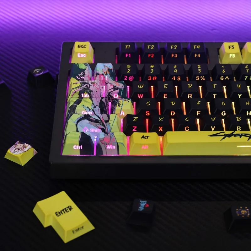 Anime CYBERPUNK EDGERUNNERS side engraving original factory highly customized PBT sublimation keycaps