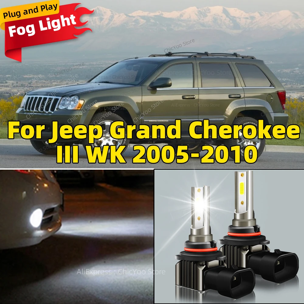 

2X NEW Car Fog Lights LED Replacement Bulbs 80W Plug and Play For Jeep Grand Cherokee III WK 2005 2006 2007 2008 2009 2010