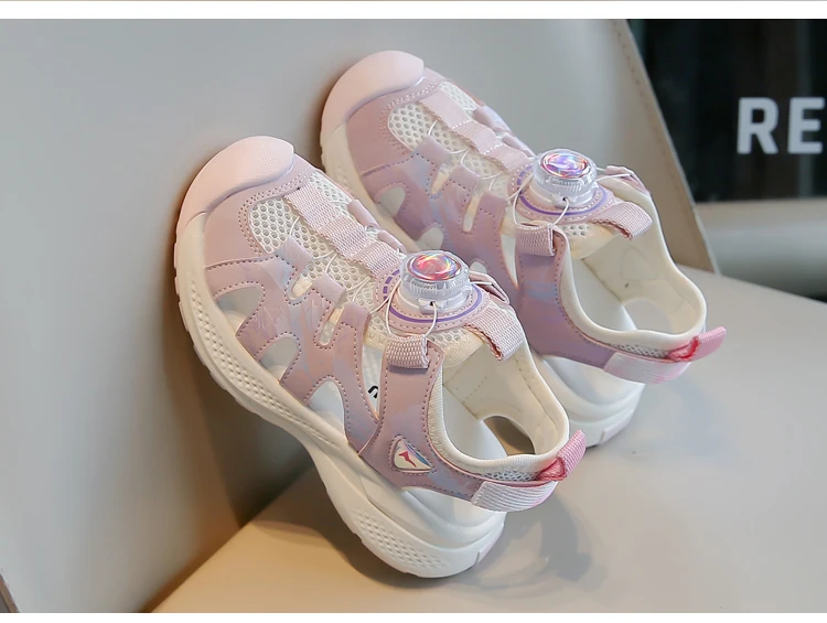 Jungen Mädchen Sportsandalen mit Zehenschutz Kinder Freizeitschuhe Drehverschluss 2026 Sommer Neue Kinder Tennisschuhe Rutschfest – Detail 10