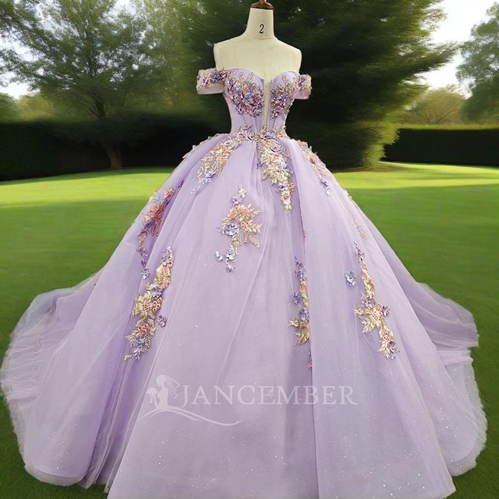 

Индивидуальное фиолетовое вечернее платье с короткими рукавами и овальным вырезом, аппликациями и бисером на шнуровке для женщин فستان سهرة DY6660