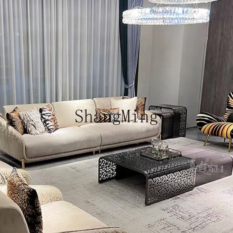 

CL Extendable Coffee Table Light Luxury High-End Feel Living Room Home Metal Hollow Side Table Set