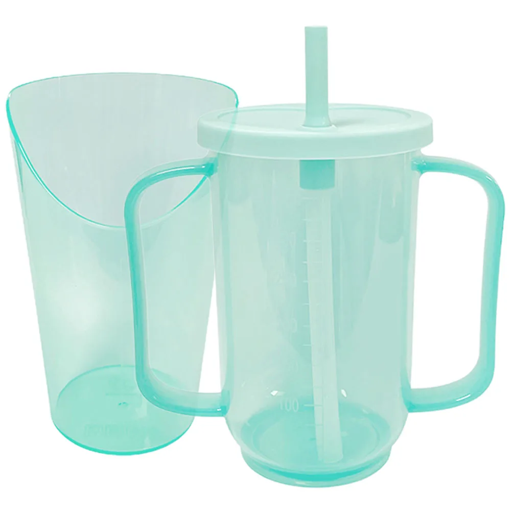 

2Pcs Convalescent Feeding Cup Elderly Anti Choking Spill Proof Cup for Disabled Patient Bedridden Wheelchair Use
