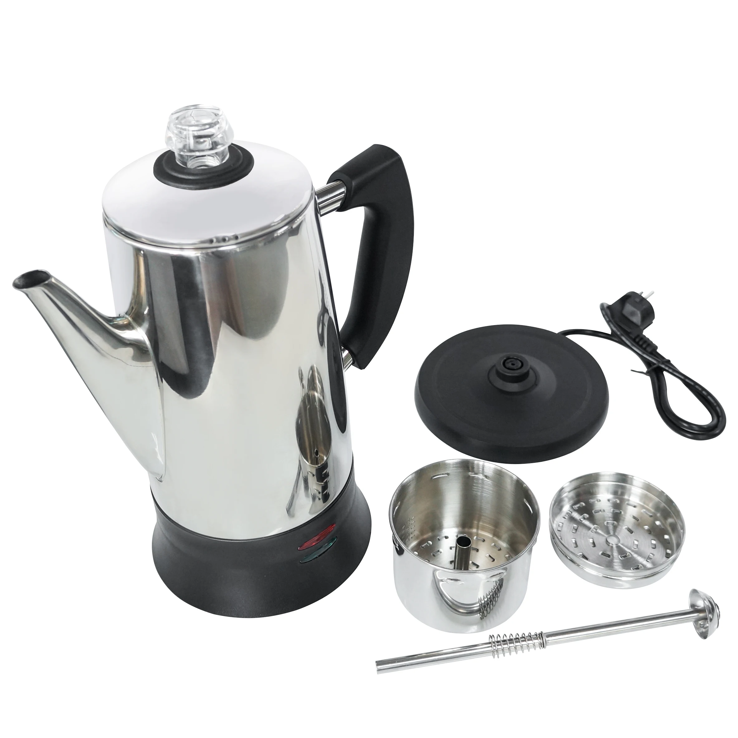 

Stainless Steel Electric Coffee Percolator 110v 220v Coffee Maker Pot Cafe Maker Coffee Tools Gift for Coffee Lovers 12Cups