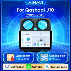 Ainavi-Autoradio Android 13, Lecteur Vidéo, Carplay, 4G DSP GPS, No 2Din DVD Head Unit, Limitation, Nissan Qashqai 1 J10 2006-2013