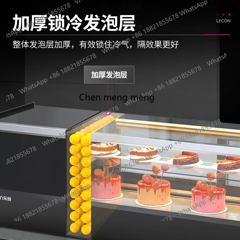 خزانة عرض السوشي لسطح المكتب، كعكة الفاكهة التجارية، كريسبرا، متجر المراحة، فريزر الطعام