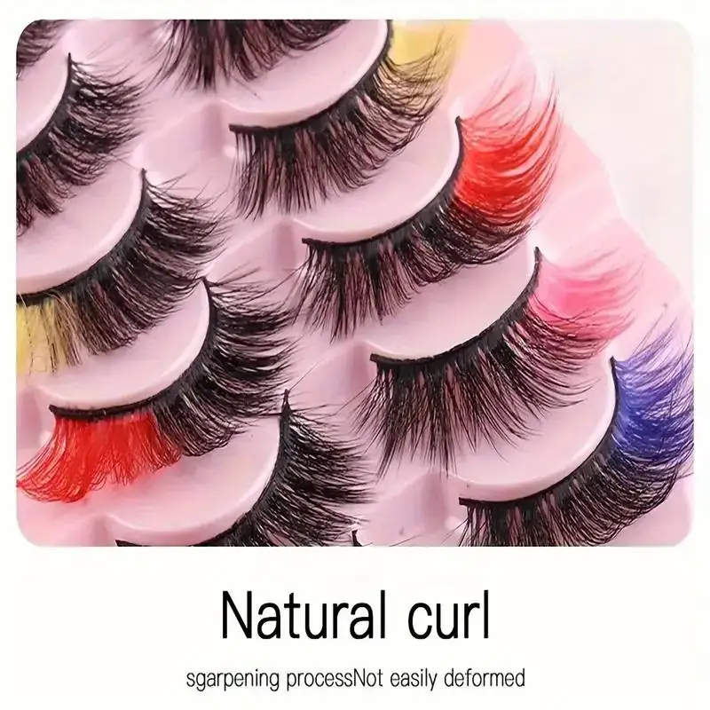 8 pairs of popular high-end color fake eyelashes with three-dimensional thickening and cross simulation of natural eyelashes