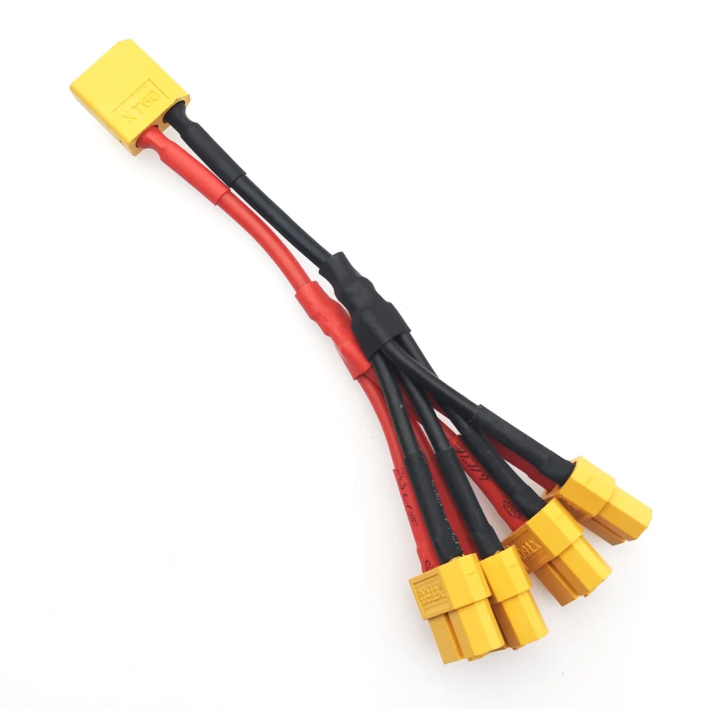 XT60 1 Male to 4 Female Parallel Battery Connector Dual Extension 14AWG  Parallel Connection Quadcopter Power Distribution Cable