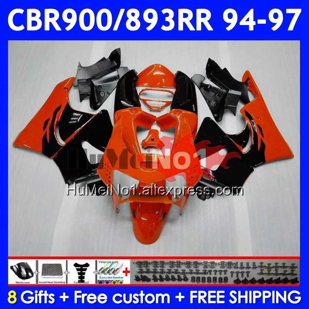 Body For HONDA CBR 893RR CBR 893 CBR900 CBR893 Orange black RR 55No.3 CBR900RR CBR893RR 94 95 96 97 1994 1995 1996 1997 Fairing