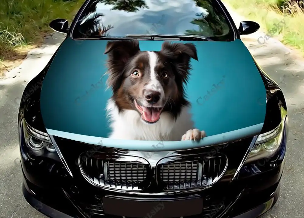 

Виниловые наклейки на капот автомобиля с забавными собаками и домашними животными, виниловая пленка, наклейки на крышку двигателя, наклейки, универсальная защитная пленка на капот автомобиля