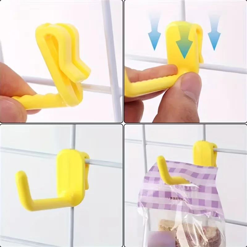 10 Pieces of Durable Plastic Hooks for Metal Mesh Panels, Durable Grid Wall Hooks, Display Hooks, Easy to Install and Reusable
