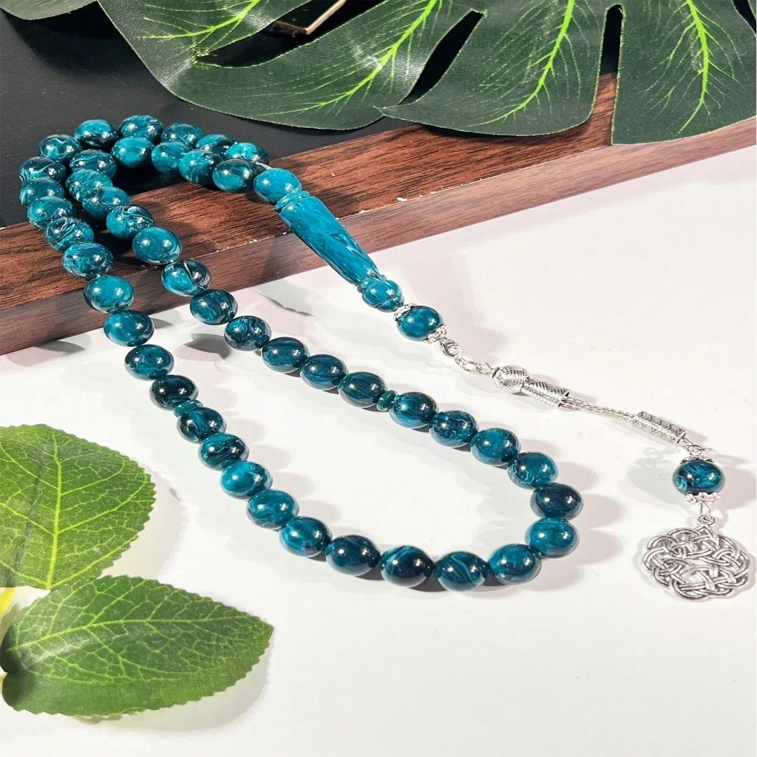 45Pcs Handmade Resin Muslim Prayer Beads Tasbih Bracelet, Religious Islamic Rosary Worry Beads Jewelry Gift for Men Women