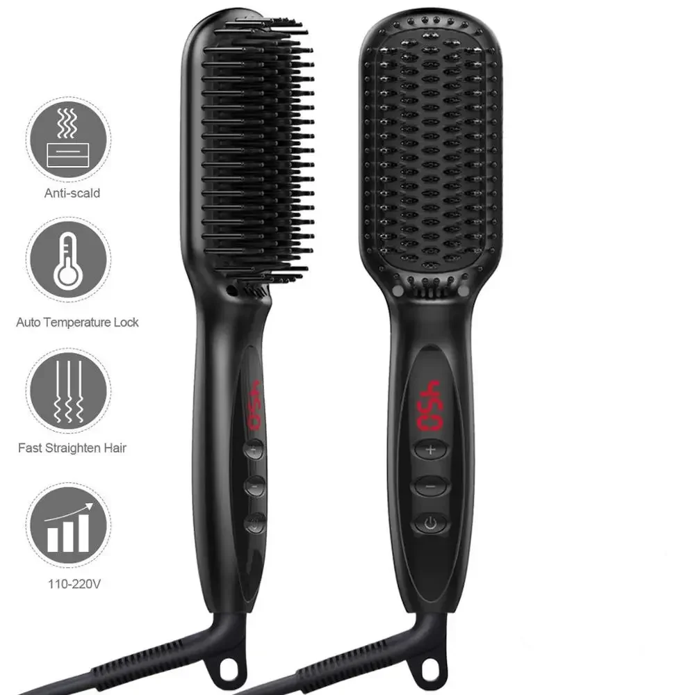 Heating Straightening Comb Hair Straightener Brush Men Quick Beard Straightener Brush Beard Comb Styling Iron Smoothing Comb