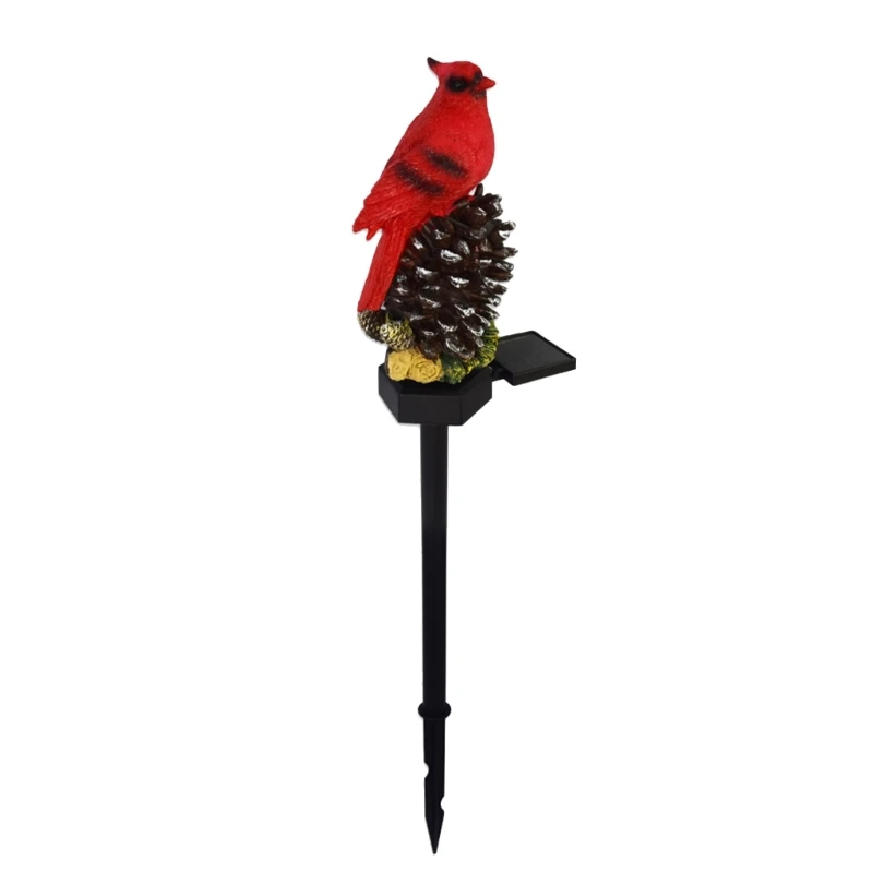 

Solar Powered Pinecone/Nut Red Bird Ground Plug Light Outdoor Decorations Solar Garden Light for Outdoor