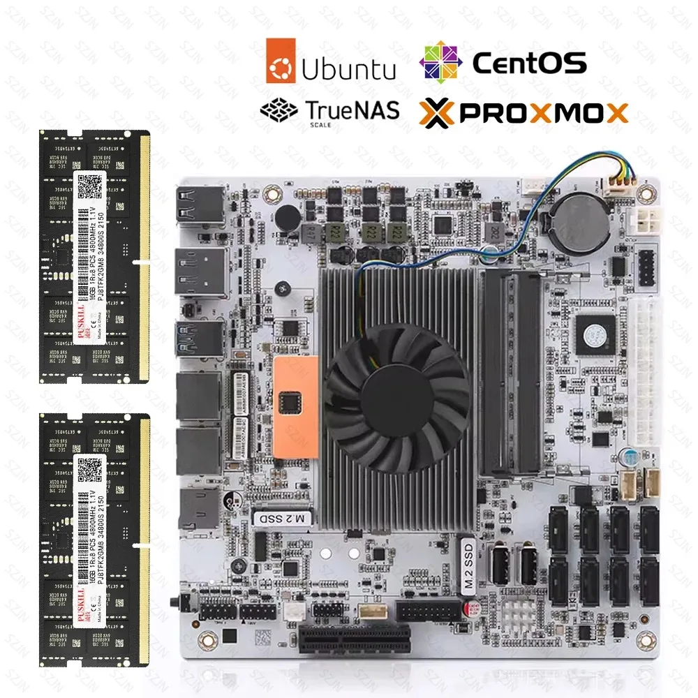 I5-8265U ES 8 SATA NAS Motherboard 2 LAN 2.5G Dual M.2 NVMe 8 SATA3.0 2*DDR4 NAS Board HDMI DP 17x17 Mini ITX Board