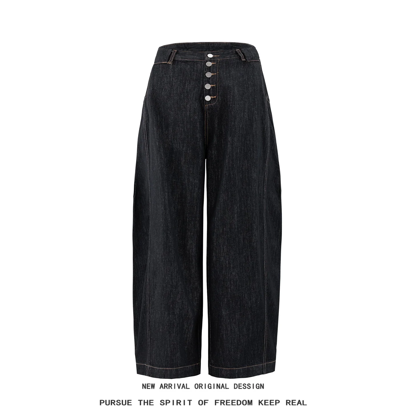 

Men's A-Line Straight Leg Jeans Five-Row Button Bend Knife Washed Original Color Casual Loose Fit Summer Long Pants
