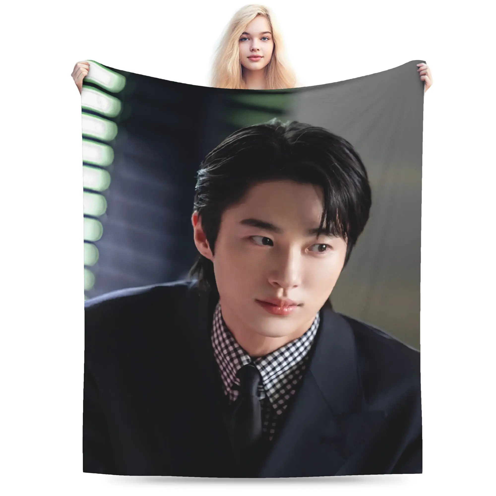 Byeon Woo-seok Korea  Blankets Fleece Autumn/Winter   Multifunction Lightweight Thin Throw Blanket for Home Travel Bedspread