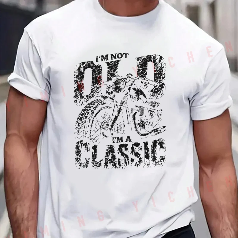 2026 New Parent‑Child Matching Oversized T‑Shirt Unisex Vintage Classic Motorcycle Distressed Front PrintTops For Men Women Kids