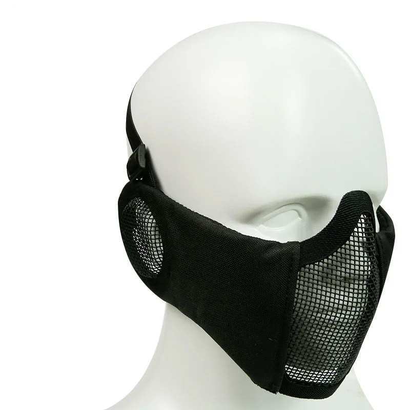 Tactical Airsoft Mask Paintball CS Foldable Half Face Low-carbon Steel Mesh Comfortable Ear Protective Masks