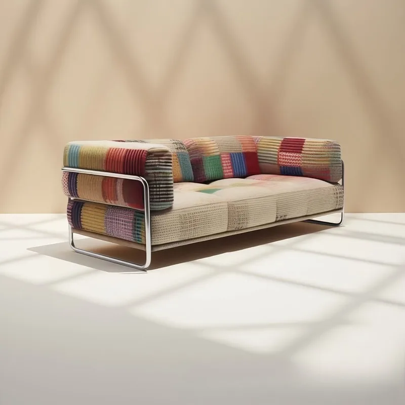 Dopamine wind 2025 new rental room straight sofa Bauhaus fabric sofa living room small apartment type