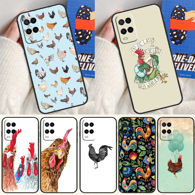 Chicken Hen Rooster For OPPO A57 A77 A78 A17 A16 A76 A96 A15 A52 A72 A91 A93 A54 A74 A94 A5 A9 A31 A53s A54s Case