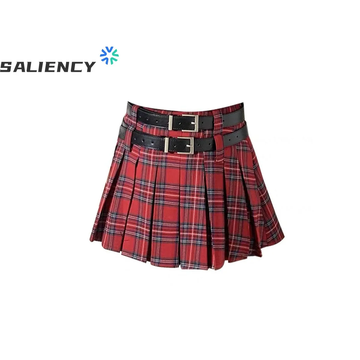 Vintage Korean Style Patchwork Skirt Harajuku JK Red Pleated Skirts Gothic Streetwear High Waist Mini Skirt Women Punk Skirt