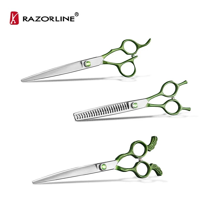 Pet Grooming Scissors Set With Leather Case Packing Stainless Steel Scissors For Dog Pet Hair Cleaning Tools