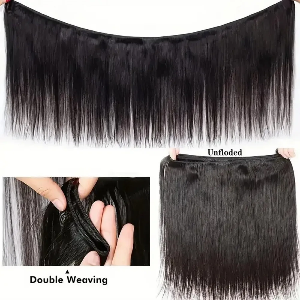 Newmi Straight Human Hair Bundles 12A 100% Unprocessed Brazilian Virgin Human Hair Extensions Natural Black 1pc Bundle