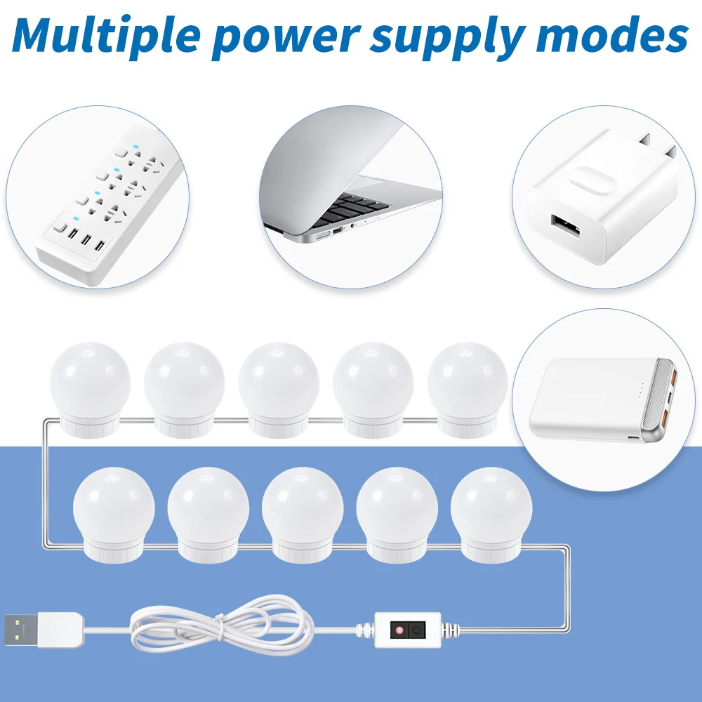 Lampu Rias LED USB Lampu Cermin Rias Meja Rias Lampu Dinding Cermin Kamar Mandi untuk Dekorasi Ruang Rias Lampu Rias LED