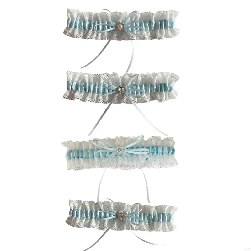 L5YC Blue Rhinestones Sarter مع تقليم الدانتيل لإكسسوارات الملابس الداخلية الزفاف #1