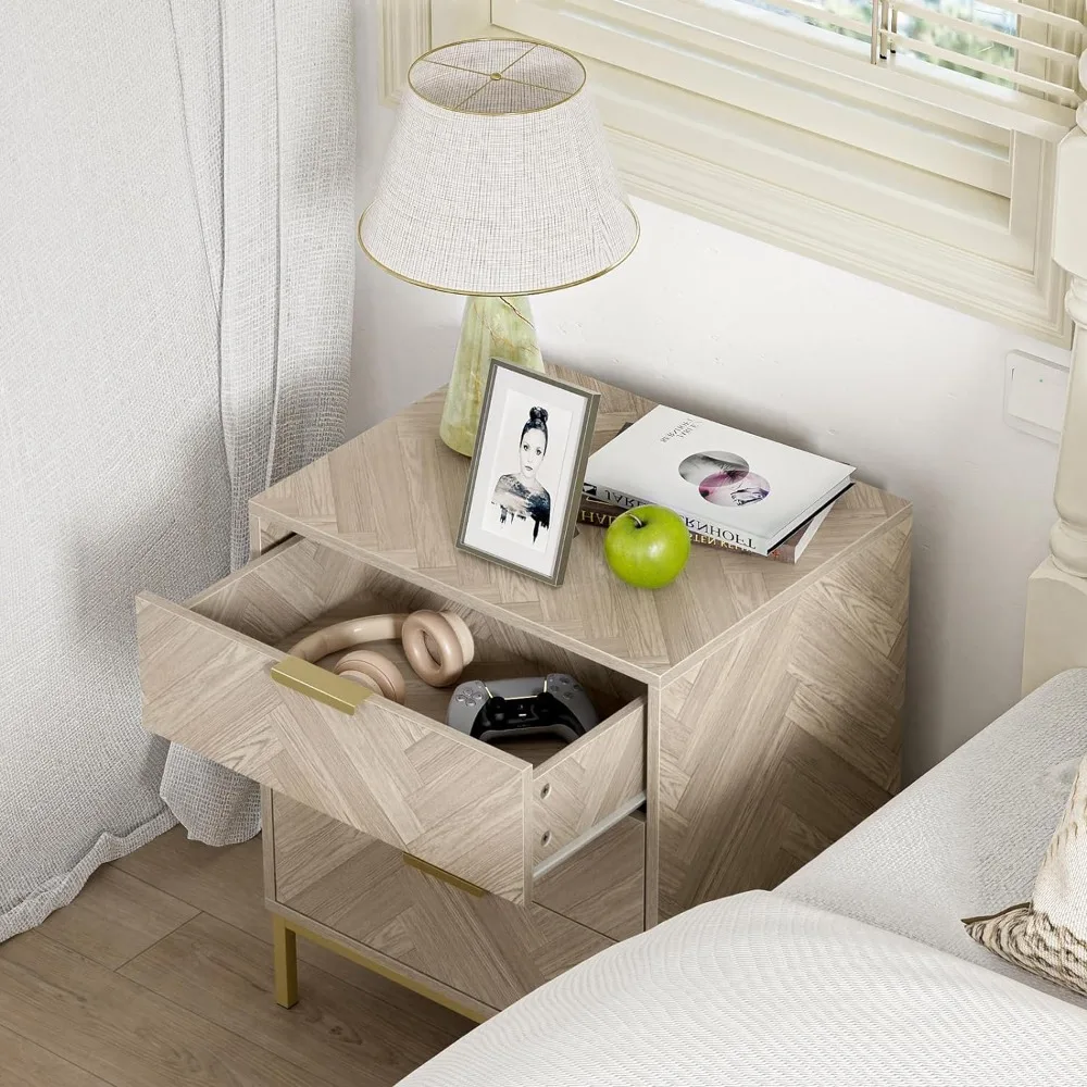 Tables Modern Wood Nightstand Square Bedside Table End Table With Storage for Bedroom Furniture Natural Oak Home