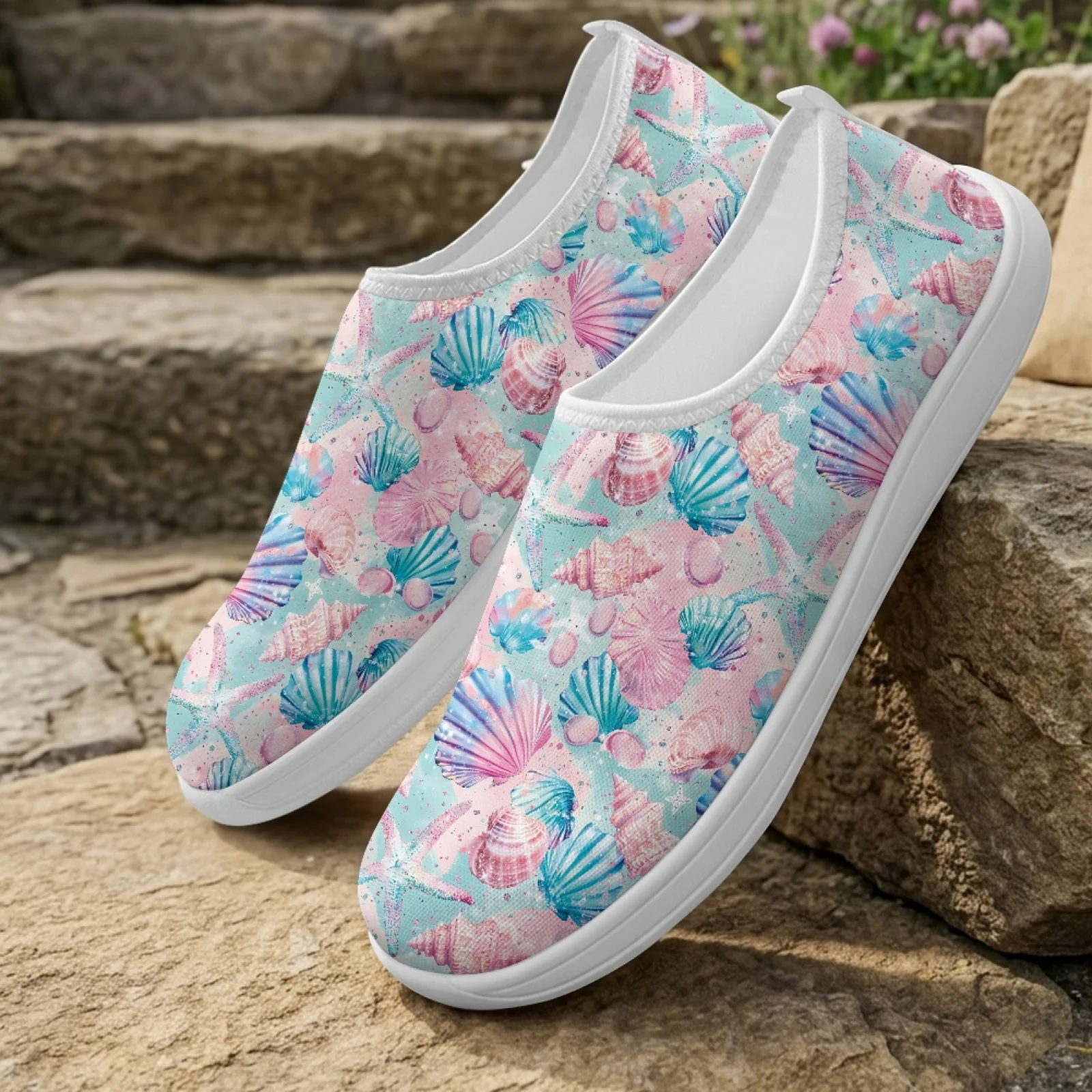 XIXIRIMIDO Slip-on Wide-toed Shoe Nurse Shoes Men's Sneakers Casual Shoes Zapatillas de Mujer Tenis Feminino Starfish Shells