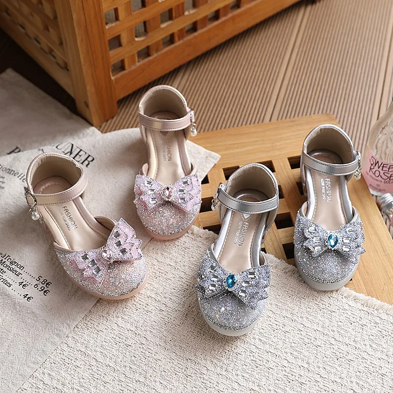 Girls Sandals Fashion Princess Shoes Summer New Fashion Bling Rhinestone Sequins Girls Sandals Simple Comfortable Children Shoes